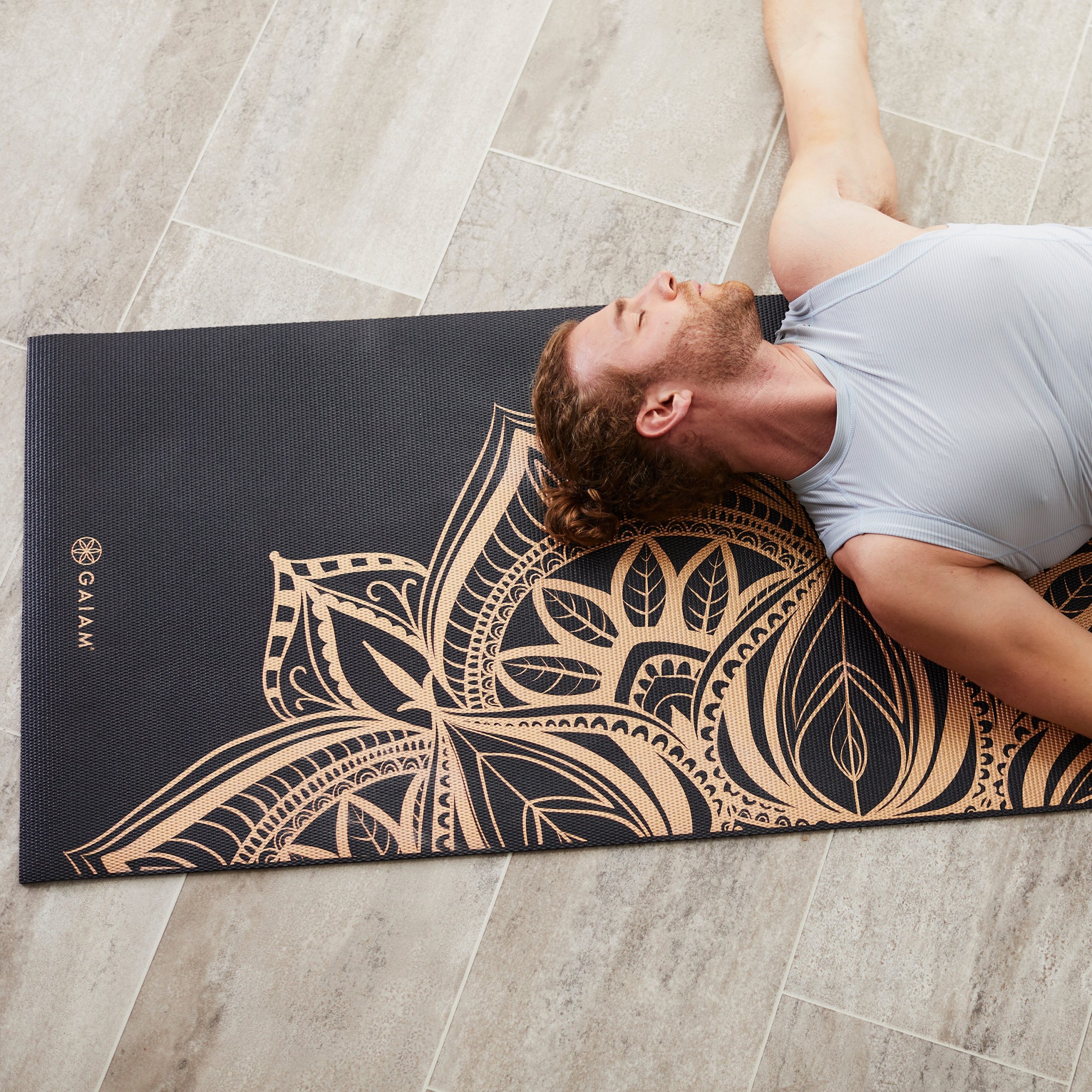 Premium Reversible Marbled Bronze Medallion Yoga Mat (6mm) - Image 8